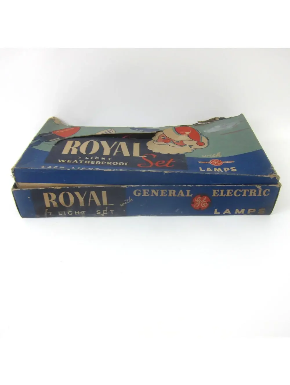 Vintage Christmas Lights 7 Light String Set & Box Blue Red Yellow Green WORKS
